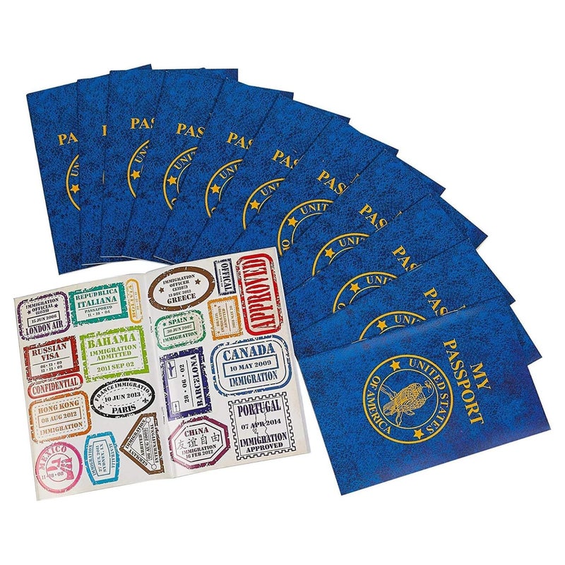Kicko Passport Sticker Book for Boys and Girls 6in - 12 Pack Pad of Famous Places Motivational Treats, Party Favors, Game Prizes, Wall Decals, Scrapbooks, Collections, School Supplies, Arts and Crafts - Image 1